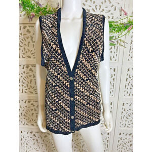 Vintage C.B Milligan Brand Women’s Beige Black Grandpa Sweater Vest